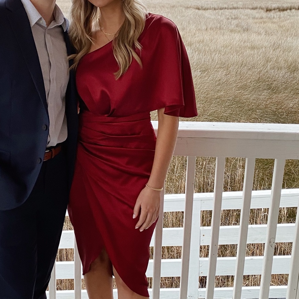 Silk red midi dress